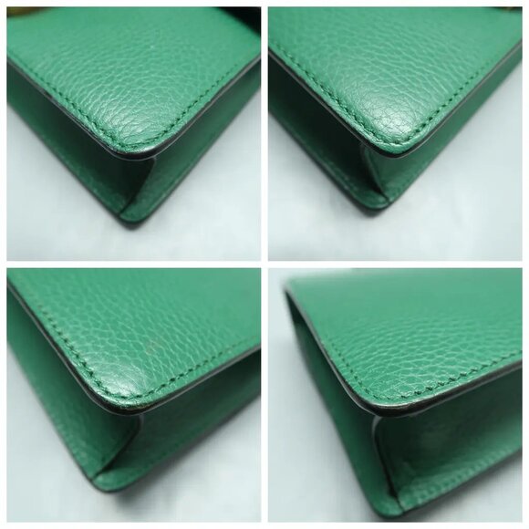 GUCCI Dionysus Green Leather Shoulder Bag 924-012525 - Picture 6 of 12